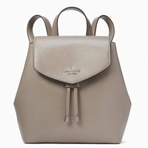 New Kate Spade Lizzie Saffiano Leather Medium Flap Backpack Thunder Cloud